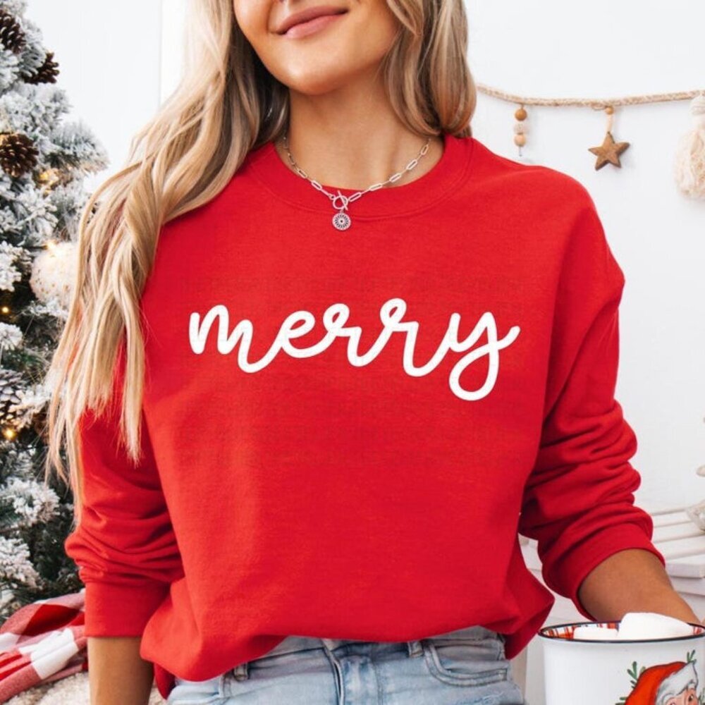 Merry Sweatshirt Merry Christmas Sweatshirt Womens Christmas Sweatshirts 05